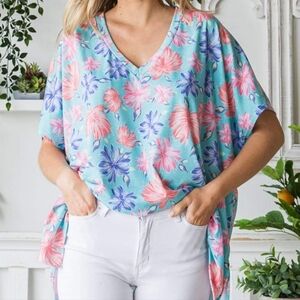 New Oversized Tropical Vneck Top